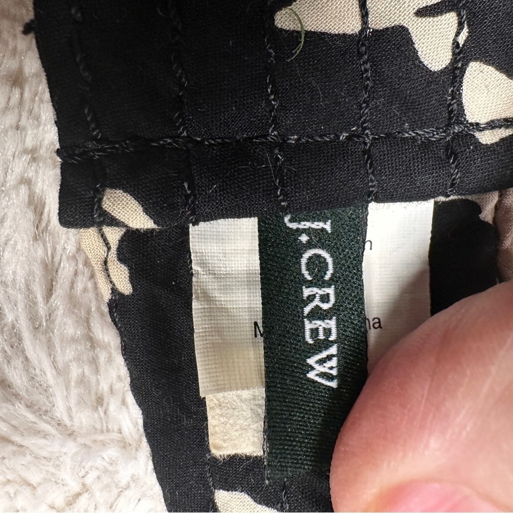 J.Crew Black and Cream Patterned Cotton  Belt, Metal Buckle, sz S/M EUC - Picture 2 of 8